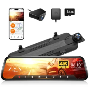 10 Inch Dash Camera 4K Rear View Mirror
